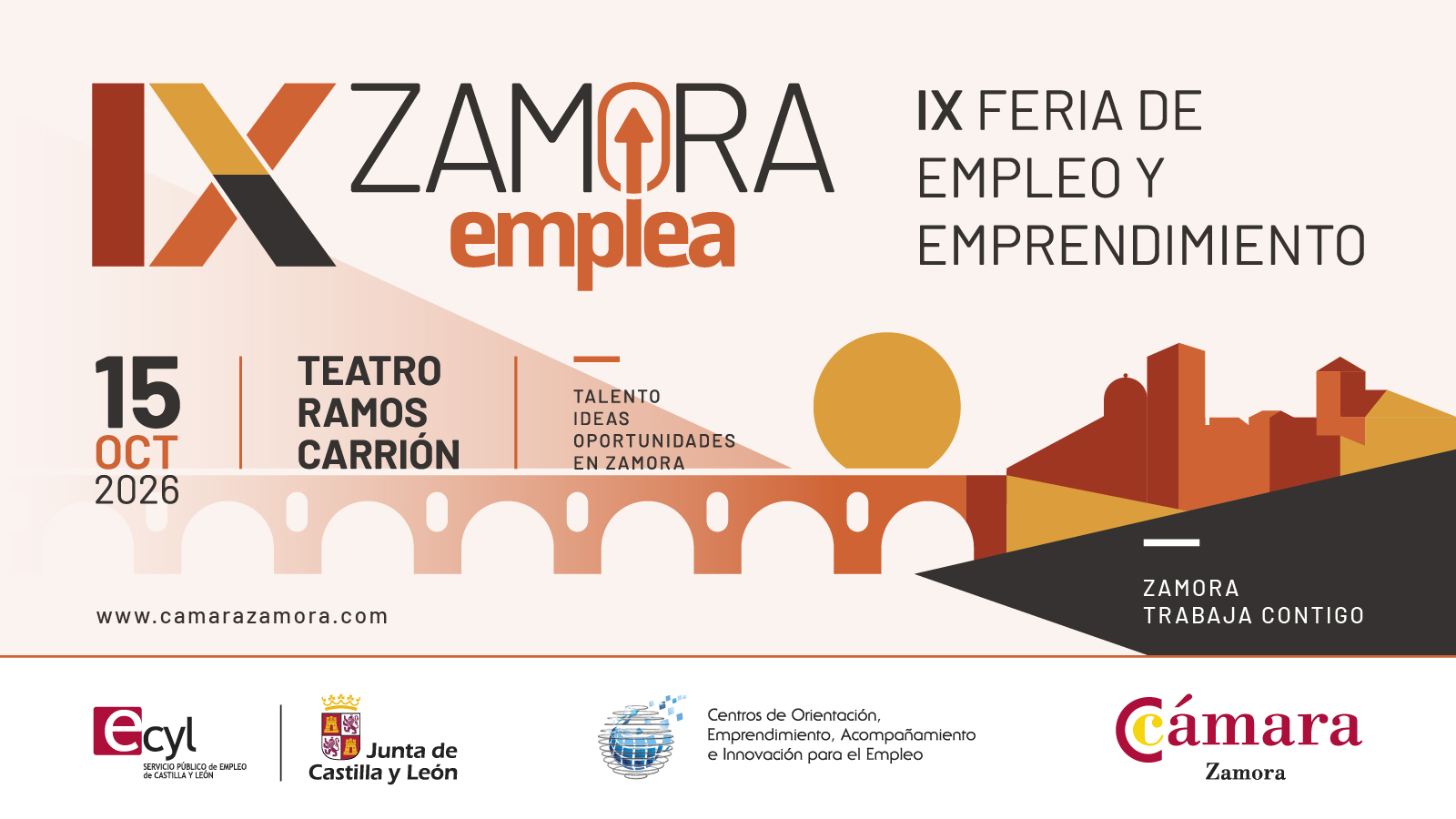 Vista ilustrada de Zamora junto al río Duero y el Puente de Piedra